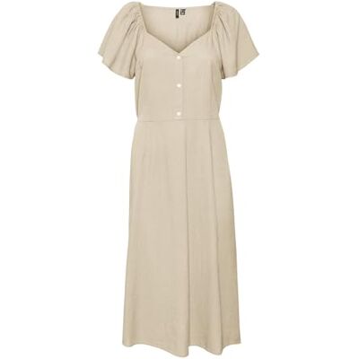 VERO MODA Dam Vmmymilo Ss Calf Dress WVN Ga klänning, Irländsk grädde, XS VERO MODA Dam Vmmymilo Ss Calf Dress WVN Ga klänning, Irländsk grädde, XS