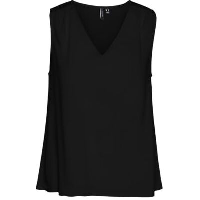 VERO MODA dam Vmeasy Joy S/L V-hals WVN Ga Top, svart, M VERO MODA dam Vmeasy Joy S/L V-hals WVN Ga Top, svart, M