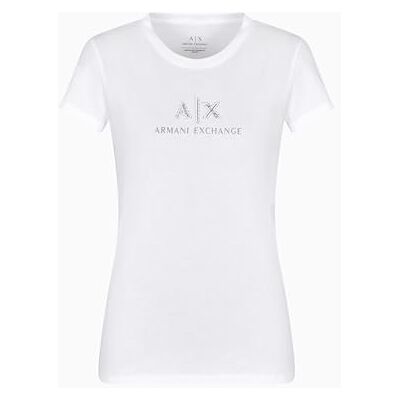 Giorgio Armani dam Arte Sella, shiny logotyp, normal passform, vit, L, Optisk vit, L Giorgio Armani dam Arte Sella, shiny logotyp, normal passform, vit, L, Optisk vit, L