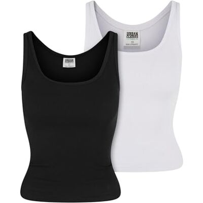 Urban Classics damer Top Ladies Organic Basic Rib Top 2-pack svart + vit XL, Svart + vit, XL Urban Classics damer Top Ladies Organic Basic Rib Top 2-pack svart + vit XL, Svart + vit, XL
