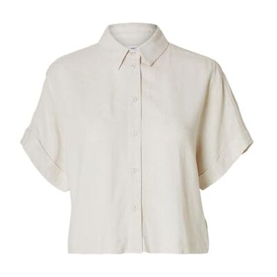 SELECTED FEMME Slfviva Ss Cropped Shirt Noos, Sandskal, 42 SELECTED FEMME Slfviva Ss Cropped Shirt Noos, Sandskal, 42