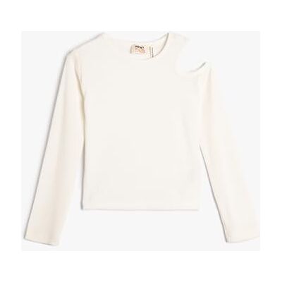 Koton Girls's långärmad skärning ut detalj ribbad blus, Ecru (010), 13-14 År Koton Girls's långärmad skärning ut detalj ribbad blus, Ecru (010), 13-14 År
