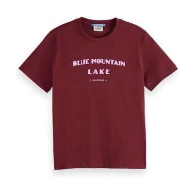Scotch & Soda dam-t-shirt, bröstkonst, vanlig t-shirt, Bordeaux, S Scotch & Soda dam-t-shirt, bröstkonst, vanlig t-shirt, Bordeaux, S