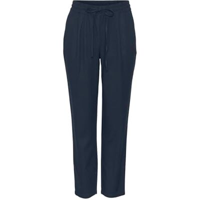 VERO MODA Dam casual linne tygbyxor lediga slip-on-byxor lösa ankelbyxor, blå 2, M VERO MODA Dam casual linne tygbyxor lediga slip-on-byxor lösa ankelbyxor, blå 2, M