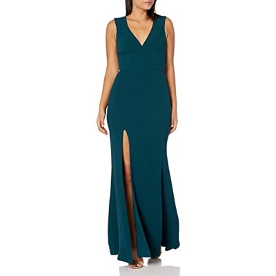 Dress the Population Dam Sandra Plunging tjock rem solid klänning med slit klänning, Tall, S Dress the Population Dam Sandra Plunging tjock rem solid klänning med slit klänning, Tall, S