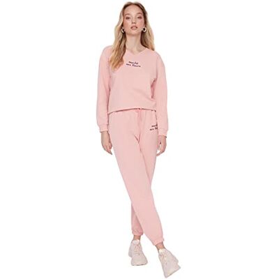 Trendyol Dam normal midja smal passform joggingbyxor träningsbyxor, Rosa, XS Trendyol Dam normal midja smal passform joggingbyxor träningsbyxor, Rosa, XS