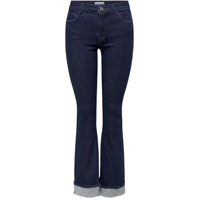 ONLY Onlmila Mw Flared Foldup Gua028 DNM Noos, Mörkblå denim, 31W / 32L ONLY Onlmila Mw Flared Foldup Gua028 DNM Noos, Mörkblå denim, 31W / 32L
