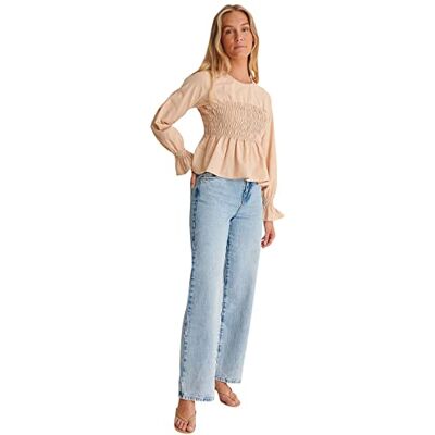 NA-KD dam Smocked Peplum Blouse Blus NA-KD dam Smocked Peplum Blouse Blus