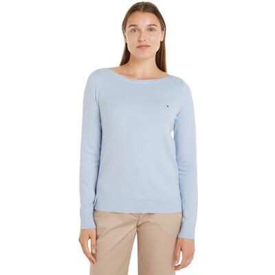 Tommy Hilfiger dam CO Jersey Stitch Boat-NK tröja blå XXS, Breezy Blue, XXS Tommy Hilfiger dam CO Jersey Stitch Boat-NK tröja blå XXS, Breezy Blue, XXS
