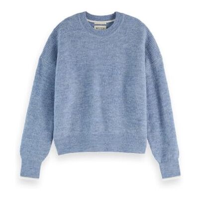 Scotch & Soda Dam Fuzzy Crew Neck pullover tröja, Bleknad denim melange U979, XL Scotch & Soda Dam Fuzzy Crew Neck pullover tröja, Bleknad denim melange U979, XL