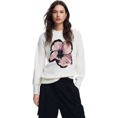 Desigual REPRIS_JERS_Playful, 1001 Raw, S, Vit, S Desigual REPRIS_JERS_Playful, 1001 Raw, S, Vit, S