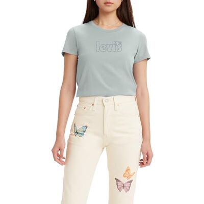 Levi's dam T-tröja Grafiska teer, Poster Logo Outline Glitter Chalk Blue, XXS Levi's dam T-tröja Grafiska teer, Poster Logo Outline Glitter Chalk Blue, XXS