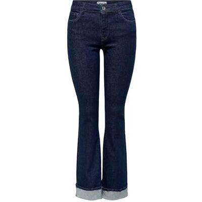 ONLY Onlmila MW Flared Foldup Gua028 Dnm Noos, Dark Blue Denim, 31W/30L Dam, Mörkblå denim, 31W / 30L ONLY Onlmila MW Flared Foldup Gua028 Dnm Noos, Dark Blue Denim, 31W/30L Dam, Mörkblå denim, 31W / 30L