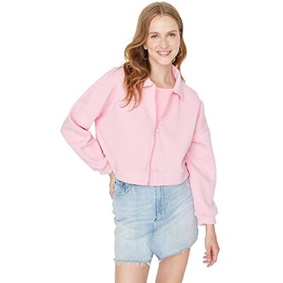 Trendyol Dam polokrage vanlig sweatshirt, Rosa, XL Trendyol Dam polokrage vanlig sweatshirt, Rosa, XL
