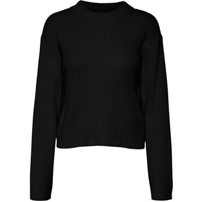 VERO MODA dam Vmhilde Ls O-hals kort tröja Noos stickad tröja, svart, XXL VERO MODA dam Vmhilde Ls O-hals kort tröja Noos stickad tröja, svart, XXL