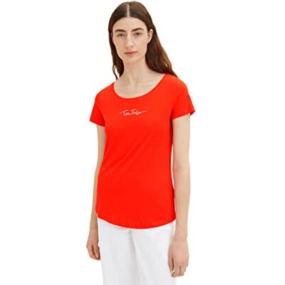 TOM TAILOR Damer T-shirt 1036192, 15612 Fever Red, XXS TOM TAILOR Damer T-shirt 1036192, 15612 Fever Red, XXS