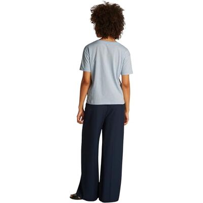 Tommy Hilfiger Dam SLUB CROP V-NK SS WW0WW43901, blå, M, Blå (Breezy Blue), M Tommy Hilfiger Dam SLUB CROP V-NK SS WW0WW43901, blå, M, Blå (Breezy Blue), M