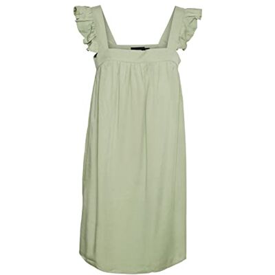 VERO MODA Dam Vmharper Sl Frill Short Dress Klänning, Reseda, XL VERO MODA Dam Vmharper Sl Frill Short Dress Klänning, Reseda, XL