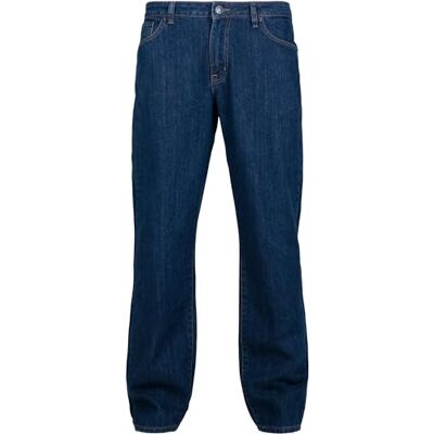 Urban Classics Herrjeans 5 ficka lös passform byxor, normal midja, vida ben, rakt snitt, W28 till W40, Blå (Mid Indigo 02299), 28W x 32L Urban Classics Herrjeans 5 ficka lös passform byxor, normal midja, vida ben, rakt snitt, W28 till W40, Blå (Mid Indigo 02299), 28W x 32L