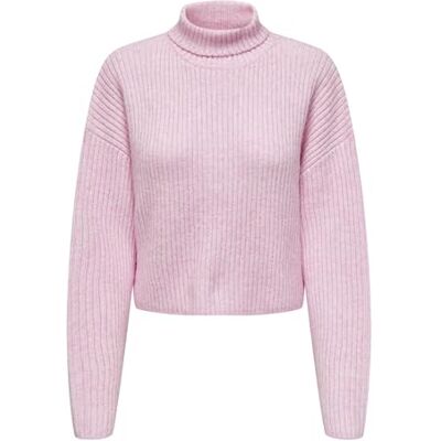 ONLY Onlmelanie L/S polotröja tröja KNT stickad tröja, Rosa dam, S ONLY Onlmelanie L/S polotröja tröja KNT stickad tröja, Rosa dam, S