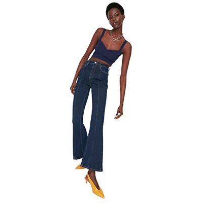 Trendyol Jeans med hög midja utsvängda ben, marinblå, 64 SE Trendyol Jeans med hög midja utsvängda ben, marinblå, 64 SE