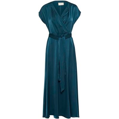 Cream dam Women's Maxi Dress Formal V-neck Short Sleeves Tying Belt Ankle Length Klänning Cream dam Women's Maxi Dress Formal V-neck Short Sleeves Tying Belt Ankle Length Klänning