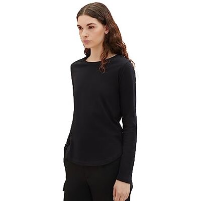 TOM TAILOR Denim dam basic långärmad tröja, 14482-djup svart, M TOM TAILOR Denim dam basic långärmad tröja, 14482-djup svart, M