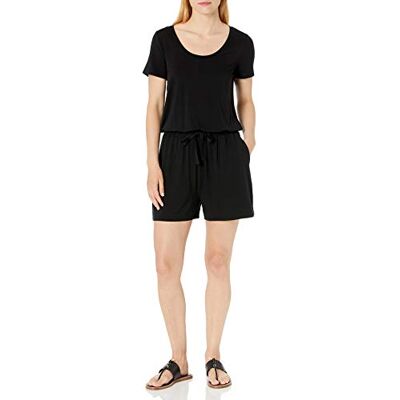Amazon Essentials kortärm Scoop-Neck Romper, svart, XXL Amazon Essentials kortärm Scoop-Neck Romper, svart, XXL
