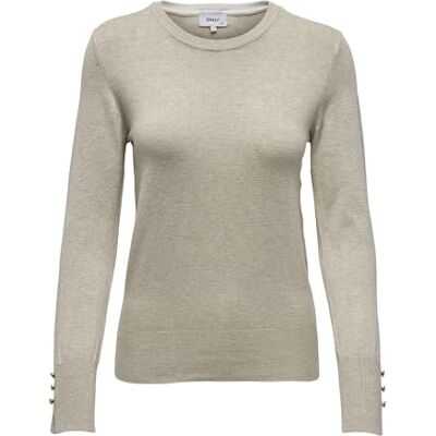 ONLY Kvinnors ONLJULIE Life LS detalj O-hals CC KNT tröja, Oxford tan/detalj: melange, L ONLY Kvinnors ONLJULIE Life LS detalj O-hals CC KNT tröja, Oxford tan/detalj: melange, L