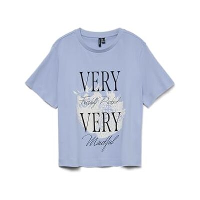 VERO MODA Vmyma Mette Ss Top Box JRS, Brunnera Blue, XS VERO MODA Vmyma Mette Ss Top Box JRS, Brunnera Blue, XS