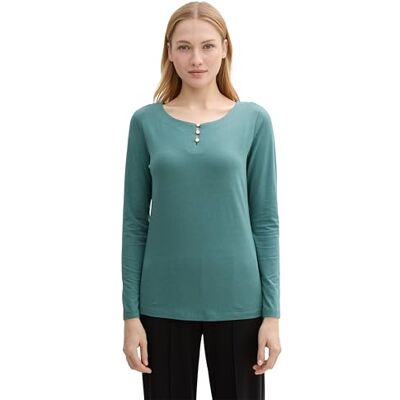 TOM TAILOR dam långärmad med knappar, 10697 – Sea Pine Green, M TOM TAILOR dam långärmad med knappar, 10697 – Sea Pine Green, M