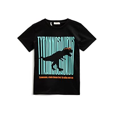 Koton pojkar dinosaurie tryckt kortärmad crew neck t-shirt, Svart (999), 6-7 år Koton pojkar dinosaurie tryckt kortärmad crew neck t-shirt, Svart (999), 6-7 år
