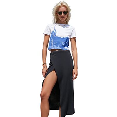 Trendyol Dam avslappnad standard rundhalsad vävd T-shirt, Vitt, S Trendyol Dam avslappnad standard rundhalsad vävd T-shirt, Vitt, S
