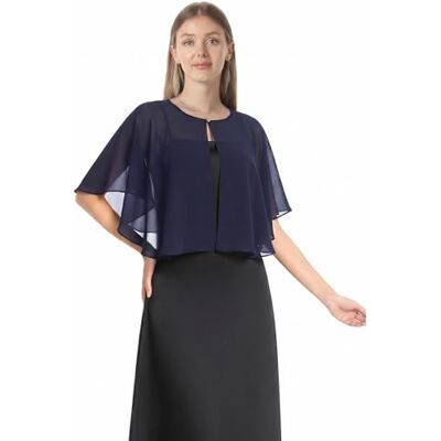 Hotshawl Chiffon Capelet Women's Soft capes Shawls and Wraps for Evening Dress Wedding Cape Cover Up (Navy) Hotshawl Chiffon Capelet Women's Soft capes Shawls and Wraps for Evening Dress Wedding Cape Cover Up (Navy)