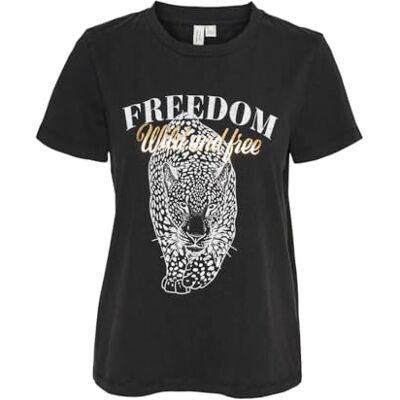 VERO MODA VMVASTA S/S O-hals T-shirt JRS BTQ GA, Snövit/tryck: freedom, M VERO MODA VMVASTA S/S O-hals T-shirt JRS BTQ GA, Snövit/tryck: freedom, M