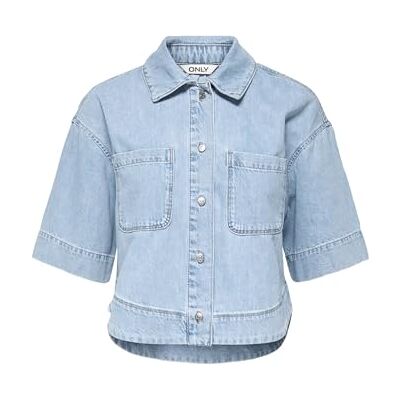 ONLY damjeansskjorta ONLCLEO jeansskjorta, Ljusblå denim, 3XL ONLY damjeansskjorta ONLCLEO jeansskjorta, Ljusblå denim, 3XL