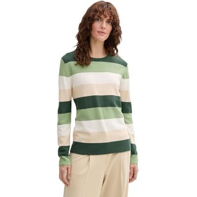 TOM TAILOR damtröja, 37226 – Grön beige blockremsa, 3XL TOM TAILOR damtröja, 37226 – Grön beige blockremsa, 3XL