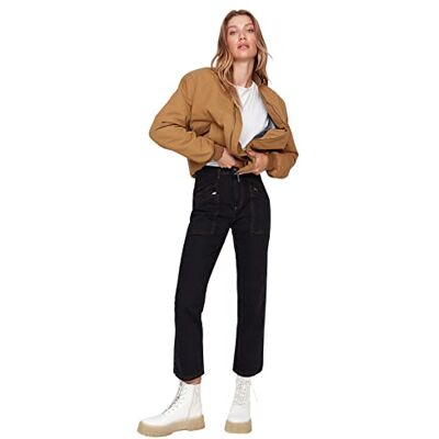 Trendyol Dam raka jeans, svart, 38, Svart, 64 SE Trendyol Dam raka jeans, svart, 38, Svart, 64 SE