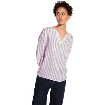 Street One dam Ls_Striped linne splitneck Blo skjorta, Smell Of Lavender, 36 Street One dam Ls_Striped linne splitneck Blo skjorta, Smell Of Lavender, 36
