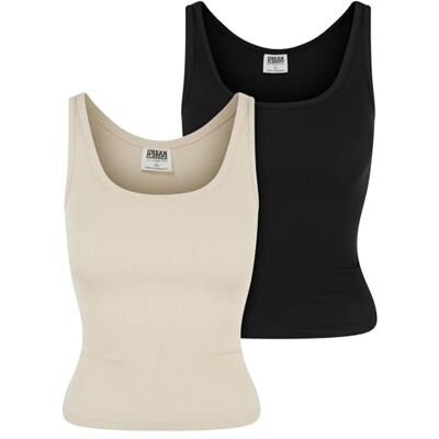 Urban Classics Dam Top Ladies Organic Basic Rib Top 2-pack whitesand svart XL, Whitesand + svart, XL Urban Classics Dam Top Ladies Organic Basic Rib Top 2-pack whitesand svart XL, Whitesand + svart, XL