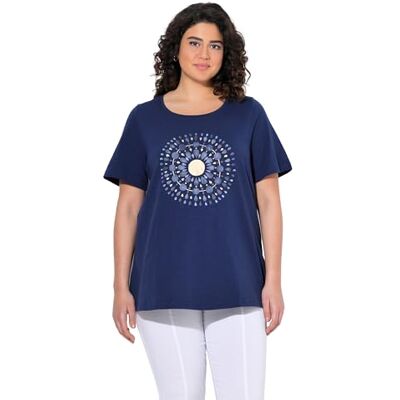 Ulla Popken damer stora storlekar överdimensionerade plus size t-shirt, mandala, a-linje, rund hals, halvärm, bläck blå, 42-44 Ulla Popken damer stora storlekar överdimensionerade plus size t-shirt, mandala, a-linje, rund hals, halvärm, bläck blå, 42-44