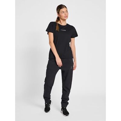 hummel kvinnors Hmloffgrid Tee S/S Wo T-shirt, Jet svart/smidd järn, XS hummel kvinnors Hmloffgrid Tee S/S Wo T-shirt, Jet svart/smidd järn, XS