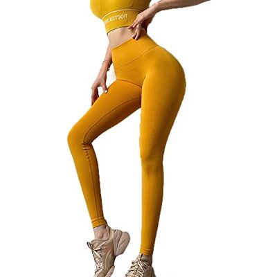 EULLA Yoga leggings med hög midja för kvinnor, 02 senap, M EULLA Yoga leggings med hög midja för kvinnor, 02 senap, M