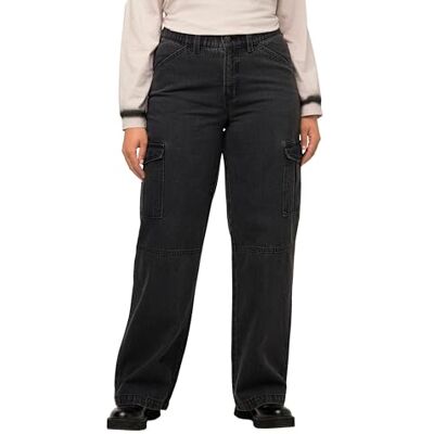 Ulla Popken dam cargo-denim byxor, svart, 44/L Ulla Popken dam cargo-denim byxor, svart, 44/L