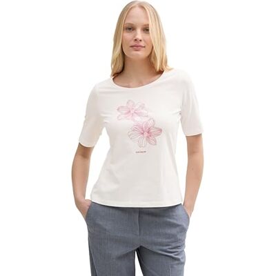 TOM TAILOR dam-t-shirt med tryck, 10315 viskande vit, XL TOM TAILOR dam-t-shirt med tryck, 10315 viskande vit, XL