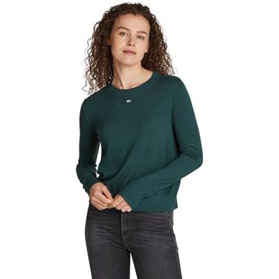 Tommy Jeans TJW Essential Crew Neck tröja DW0DW17254 pullover tröja, blå (Deep Seawater), XL, Blå (djupt havsvatten), XL Tommy Jeans TJW Essential Crew Neck tröja DW0DW17254 pullover tröja, blå (Deep Seawater), XL, Blå (djupt havsvatten), XL
