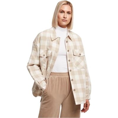 Urban Classics Dam damer flanell vadderad overtröja jacka, Whitesand/Lighttaupe, XL Urban Classics Dam damer flanell vadderad overtröja jacka, Whitesand/Lighttaupe, XL