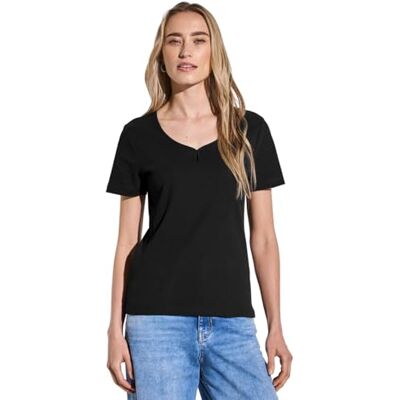 Street One T-shirt med dekorativ tejp, svart, 38 Street One T-shirt med dekorativ tejp, svart, 38