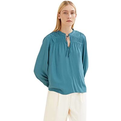 TOM TAILOR Damer Blus med volangdetalj 1034030, 13222 Pastel Teal, 36 TOM TAILOR Damer Blus med volangdetalj 1034030, 13222 Pastel Teal, 36