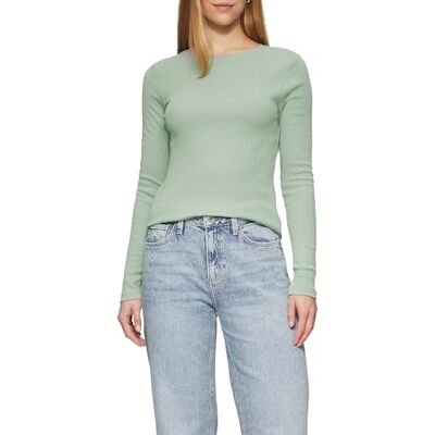 QS Slim Fit långärmad skjorta med ajourmönster, Salbeigrän, L QS Slim Fit långärmad skjorta med ajourmönster, Salbeigrän, L